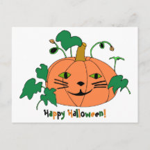 Cat Ansikte Pumpkin Happy halloween vykort
