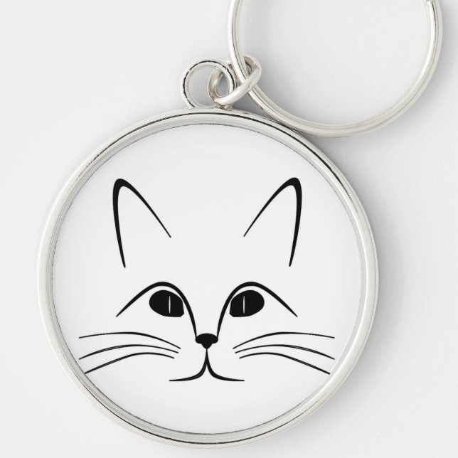 CAT ANSIKTE RUND SILVERFÄRGAD NYCKELRING (Framsidan)