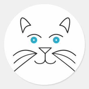 Cat ansikte runt klistermärke