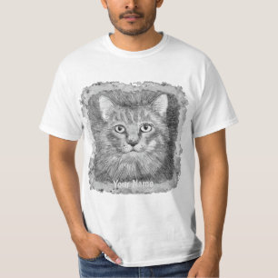 Cat Ansikte Sketch T-Shirt