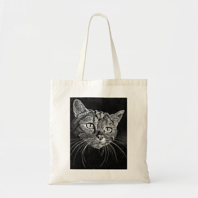 Cat Ansikte Small Tote Bag Tygkasse (Framsidan)