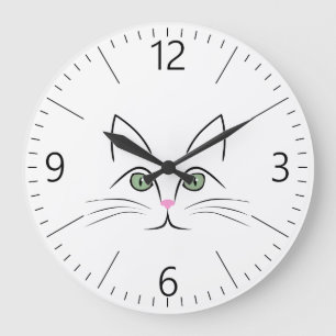 Cat ansikte stor klocka