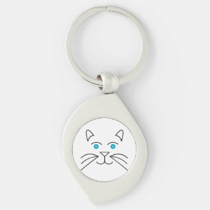 Cat ansikte swirl silverfärgad nyckelring