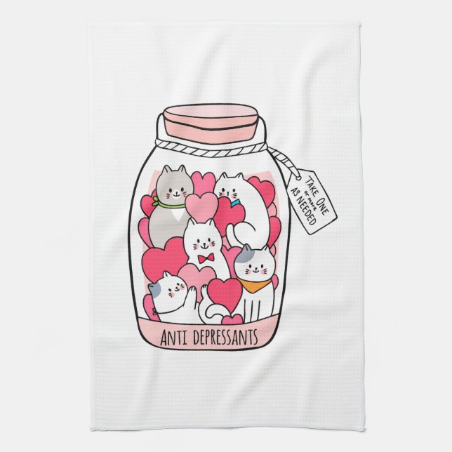Cat Antidepressive Funny Cat Lover Gift Kökshandduk (Vertikal)