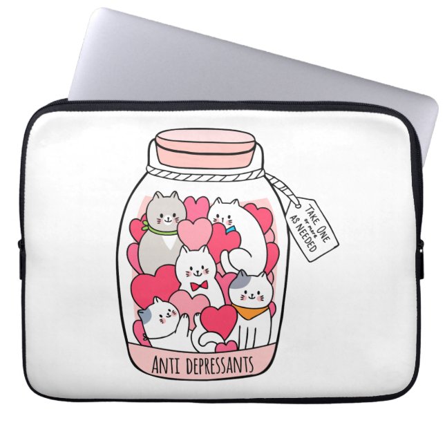 Cat Antidepressive Funny Cat Lover Gift Laptop Fodral (Framsidan)
