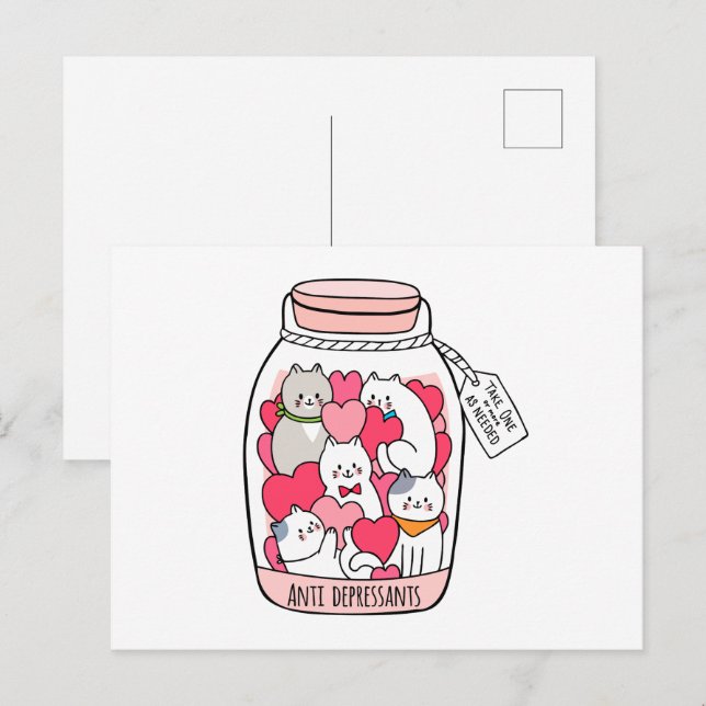 Cat Antidepressive Funny Cat Lover Gift Vykort (Fram/baksida)