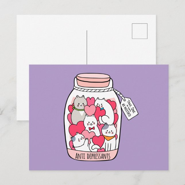 Cat Antidepressive Funny Cat Lover Gift Vykort (Fram/baksida)