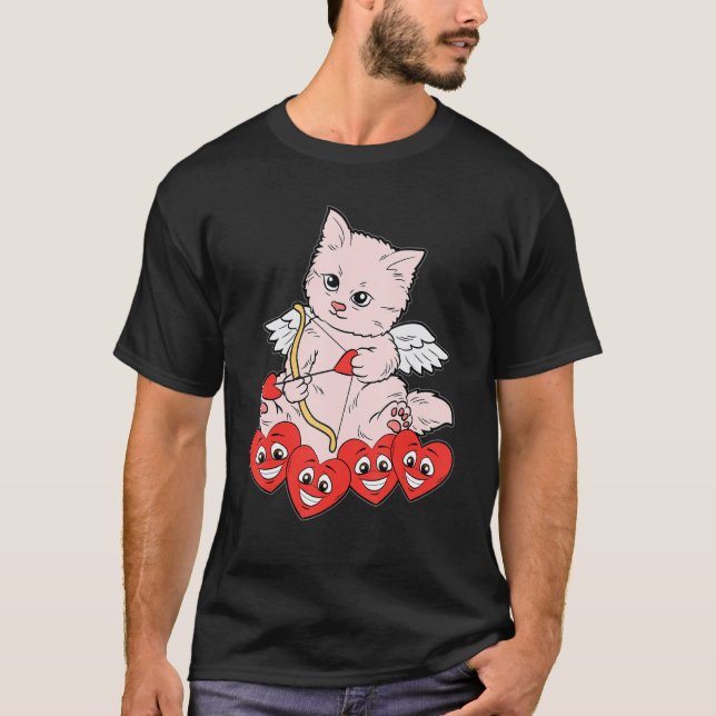 Cat Areart Valentines day Cute Kitten Kattunge L T Shirt (Framsida)
