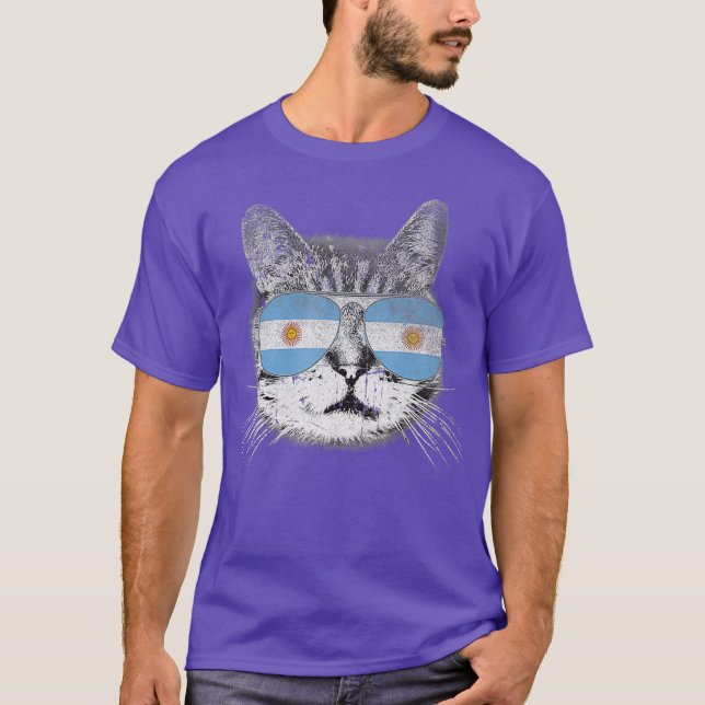 Cat Argentina Flagga Land Retro Funny Manar Gift T Shirt (Framsida)
