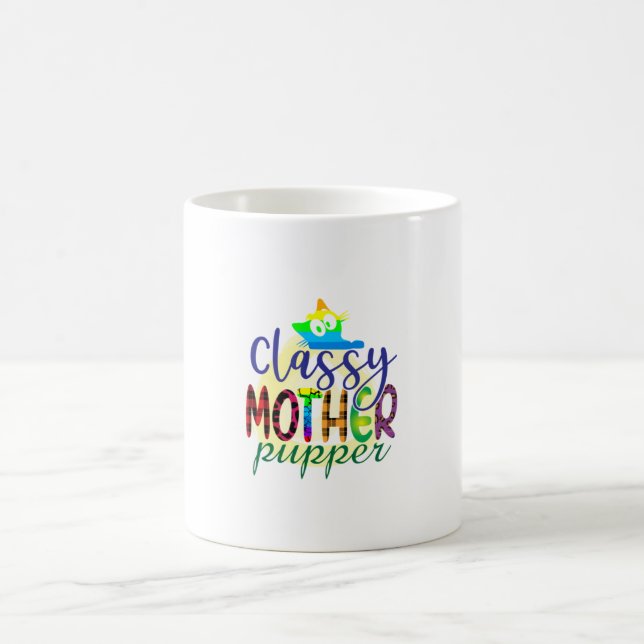 Cat Art Classy Mor Pupper Kaffemugg (Center)