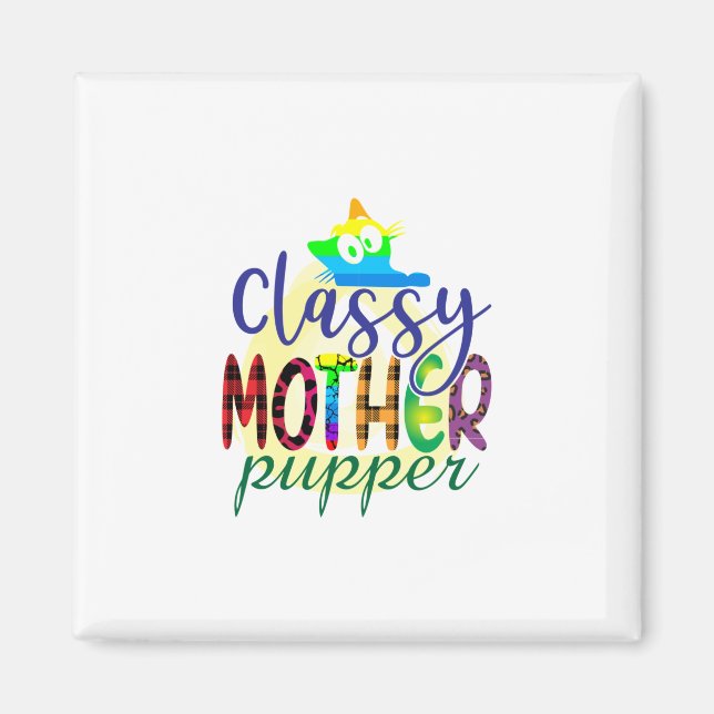Cat Art Classy Mor Pupper Magnet (Framsidan)