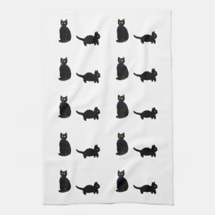 Cat Art Cute Svarta katter Kökshandduk