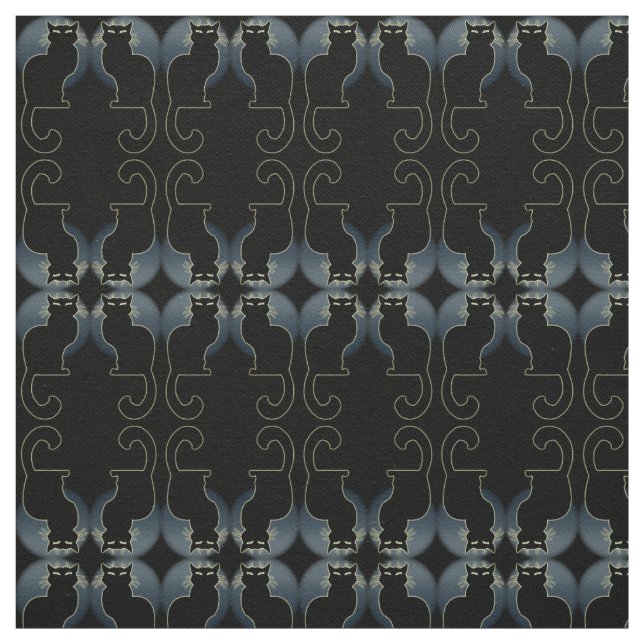 Cat Art Fabric Black Cat Fabrics Cat Lover Mönster Tyg (Provkarta)