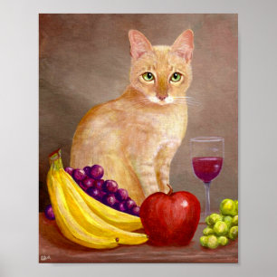 Cat Art Fruit Vin Creationart Poster