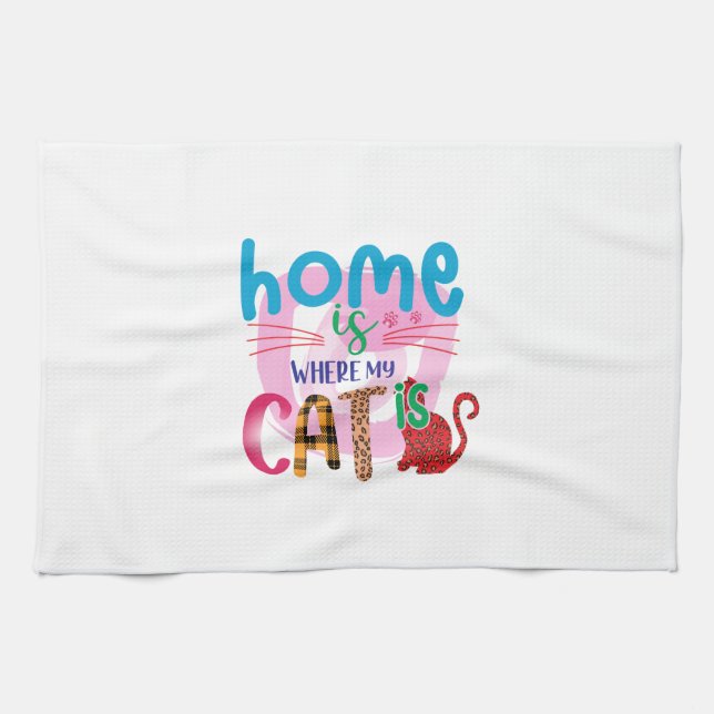 Cat Art Home Is Where My Cat Is Kökshandduk (Horisontell)