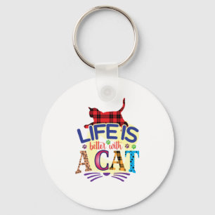Cat Art Life är bättre med ett katt Nyckelring
