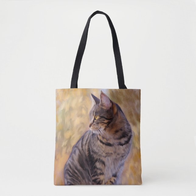 Cat Art Porträtt Tygkasse (Framsida)