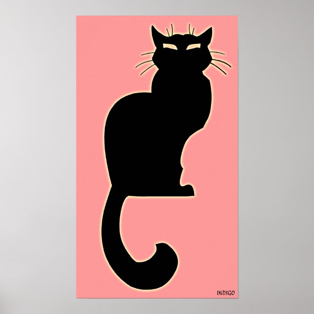Cat Art Poster Rosa Cat Lover-utskrifter Poster (Framsidan)