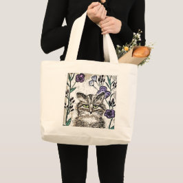 Cat Art Tote Bag Jumbo Tygkasse