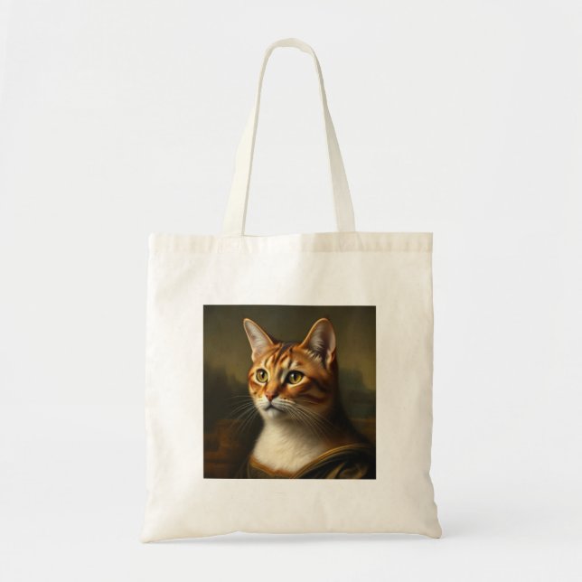 Cat Art Tote Mona Lisa Starry Night Tygkasse (Framsidan)
