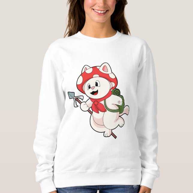 Cat as Mushroom picker with Mushroom T Shirt (Framsida)