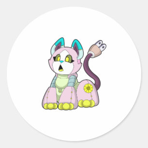 Cat as Robot Runt Klistermärke