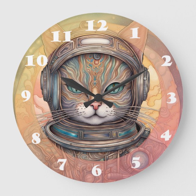 Cat Astronaut är mycket detaljerat animalt artsmär Stor Klocka (Framsida)