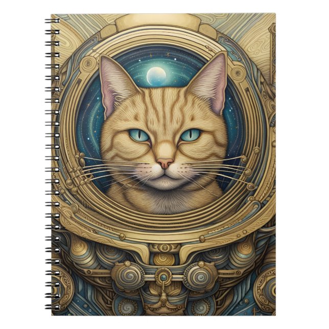 Cat astronaut cyberpunk art anteckningsbok (Framsidan)