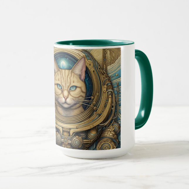 Cat astronaut cyberpunk art mugg (Framsida höger)