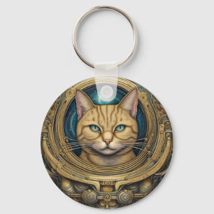 Cat astronaut cyberpunk art nyckelring