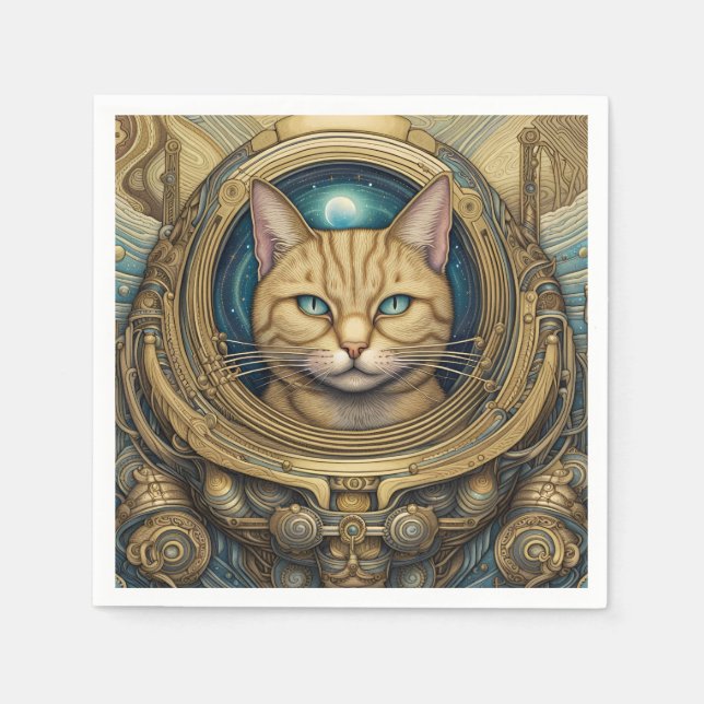 Cat astronaut cyberpunk art pappersservett (Framsidan)