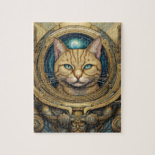 Cat astronaut cyberpunk art pussel
