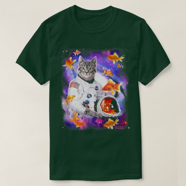 Cat Astronaut i Cosmic Space Roliga tröjor for Wei (Design framsida)