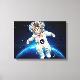 Cat astronaut i rymden canvastryck