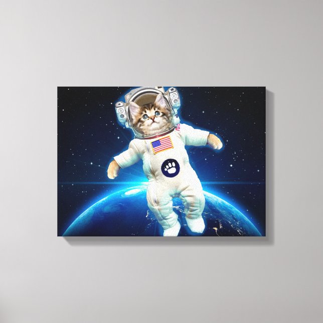 Cat astronaut i rymden canvastryck (Framsida)