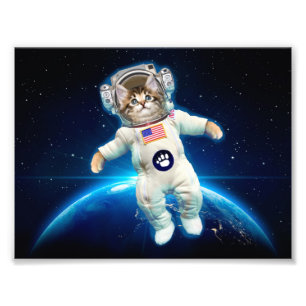 Cat astronaut i rymden fototryck