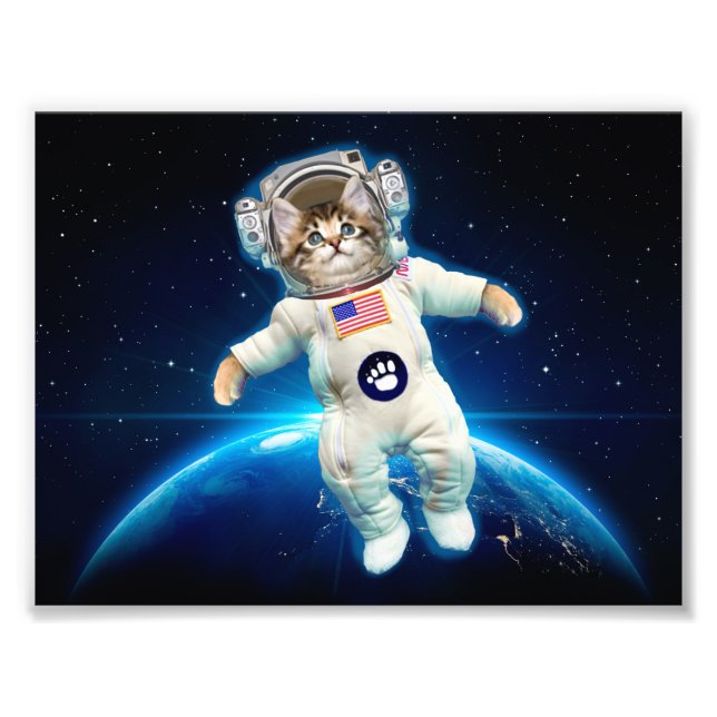 Cat astronaut i rymden fototryck (Framsidan)