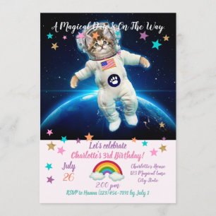 Cat astronaut i rymden inbjudningar