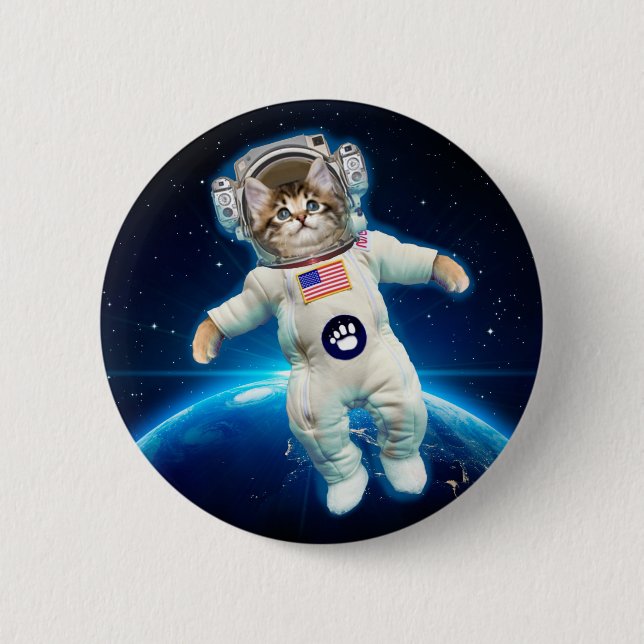 Cat astronaut i rymden knapp (Framsida)
