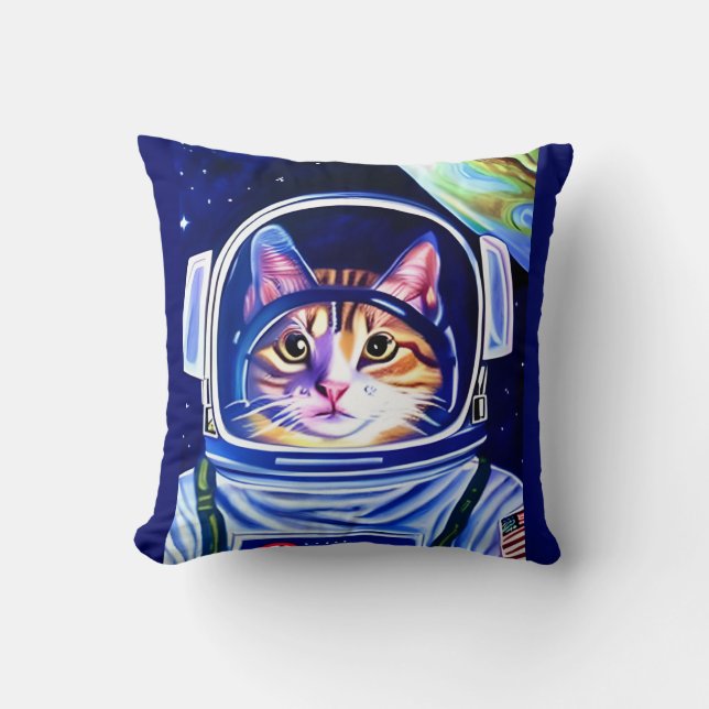 Cat Astronaut i rymden Kudde (Framsida)