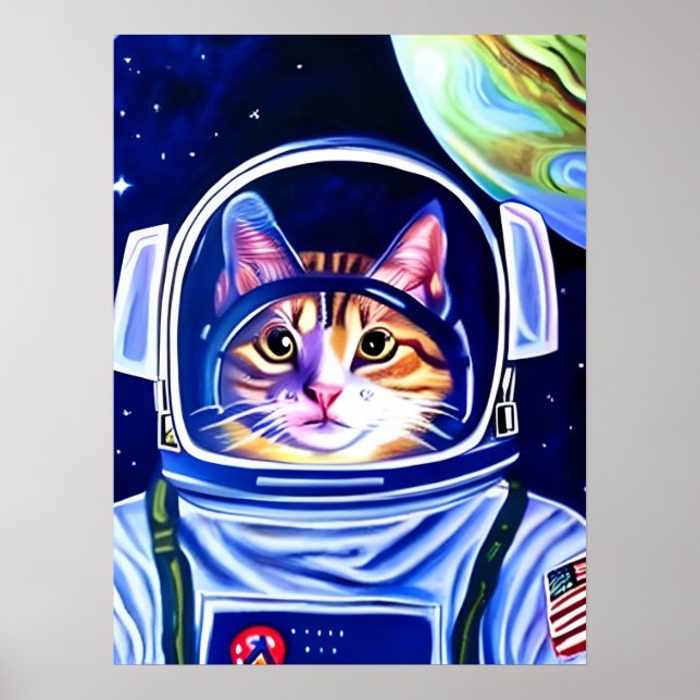 Cat Astronaut i rymden Poster (Framsidan)