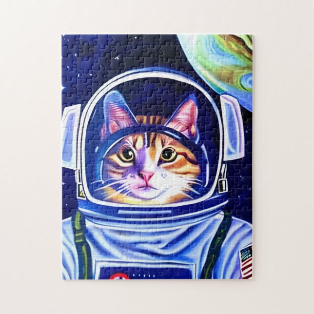 Cat Astronaut i rymden Pussel (Vertikal)