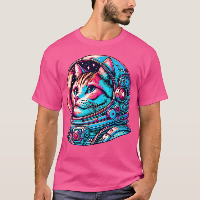 Cat Astronaut Kitten Cosmonaut Cyberpunk T Shirt (Framsida)