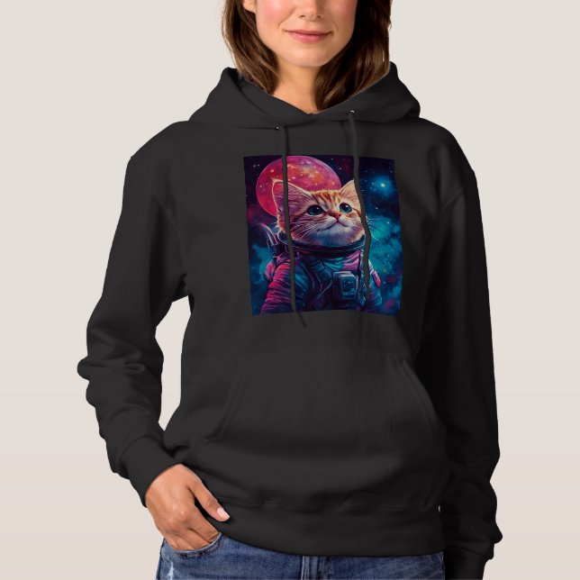 Cat astronaut rosa space t shirt (Framsida)