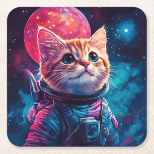 Cat astronaut rosa space underlägg papper kvadrat