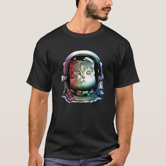 Cat Astronaut Space Cat  Retro  7 T Shirt (Framsida)