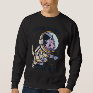 Cat Astronaut Space Lång Ärmad Tröja