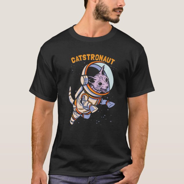 Cat Astronaut Space T Shirt (Framsida)