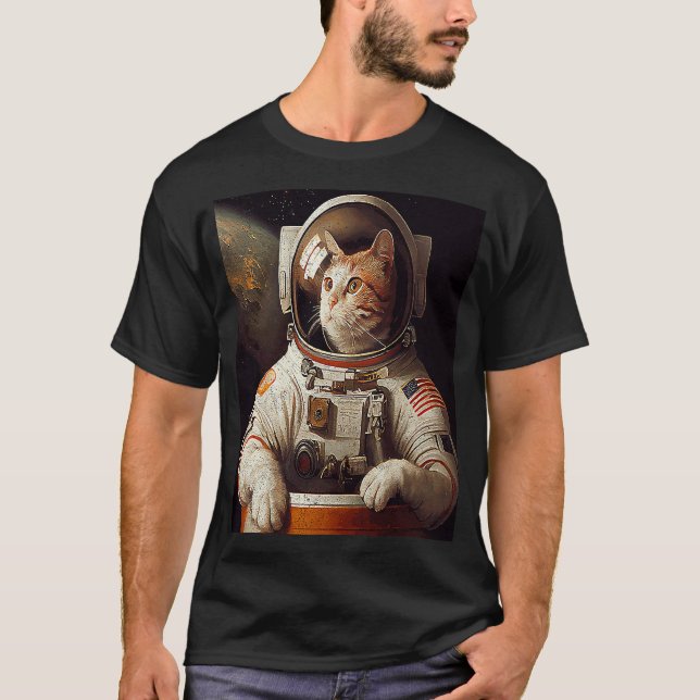 Cat Astronaut Space T Shirt (Framsida)