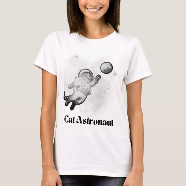 Cat Astronaut T Shirt (Framsida)
